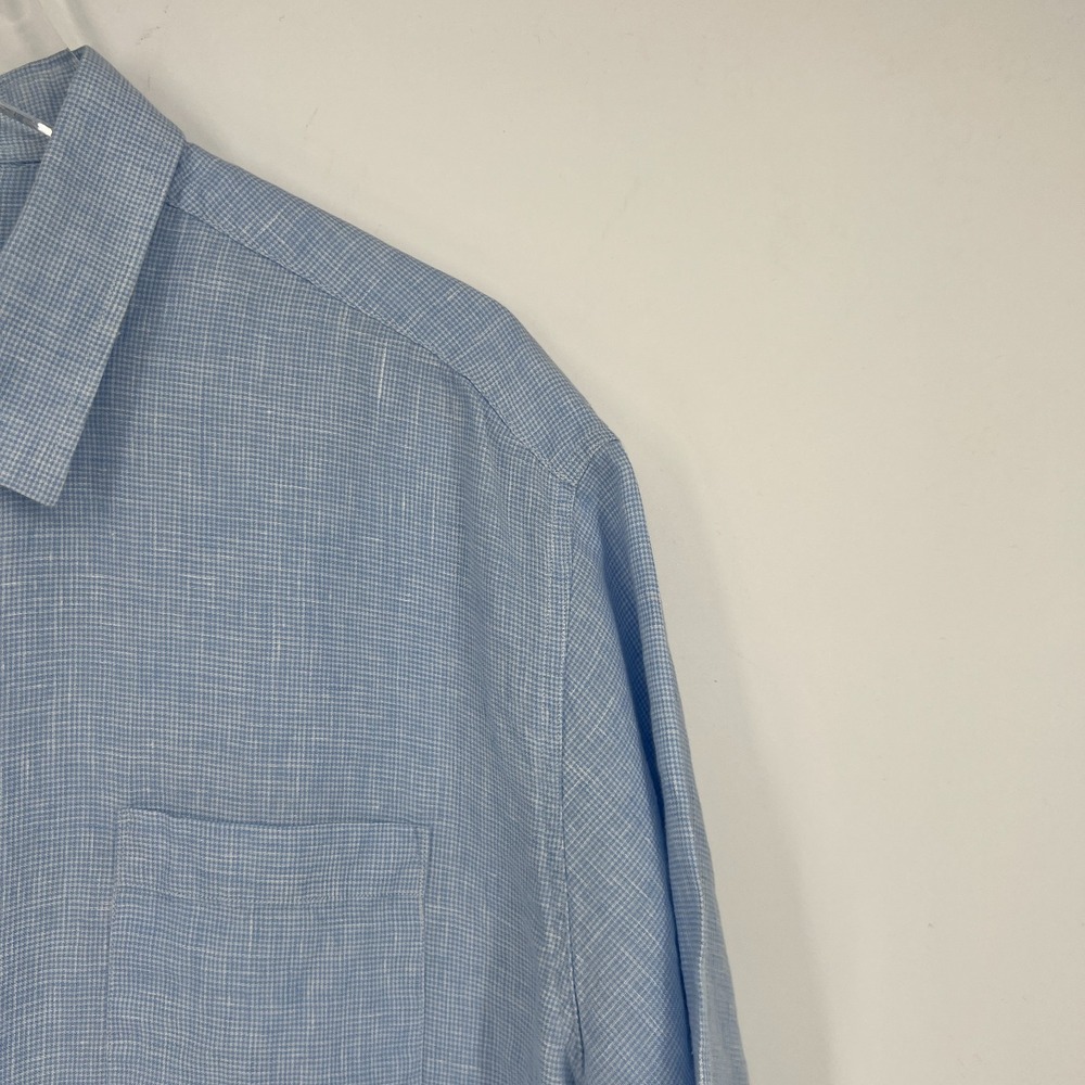 Neiman Marcus Shirt Mens XXL Linen‎ Light Blue Lightweight Breathable Summer - Picture 6 of 8